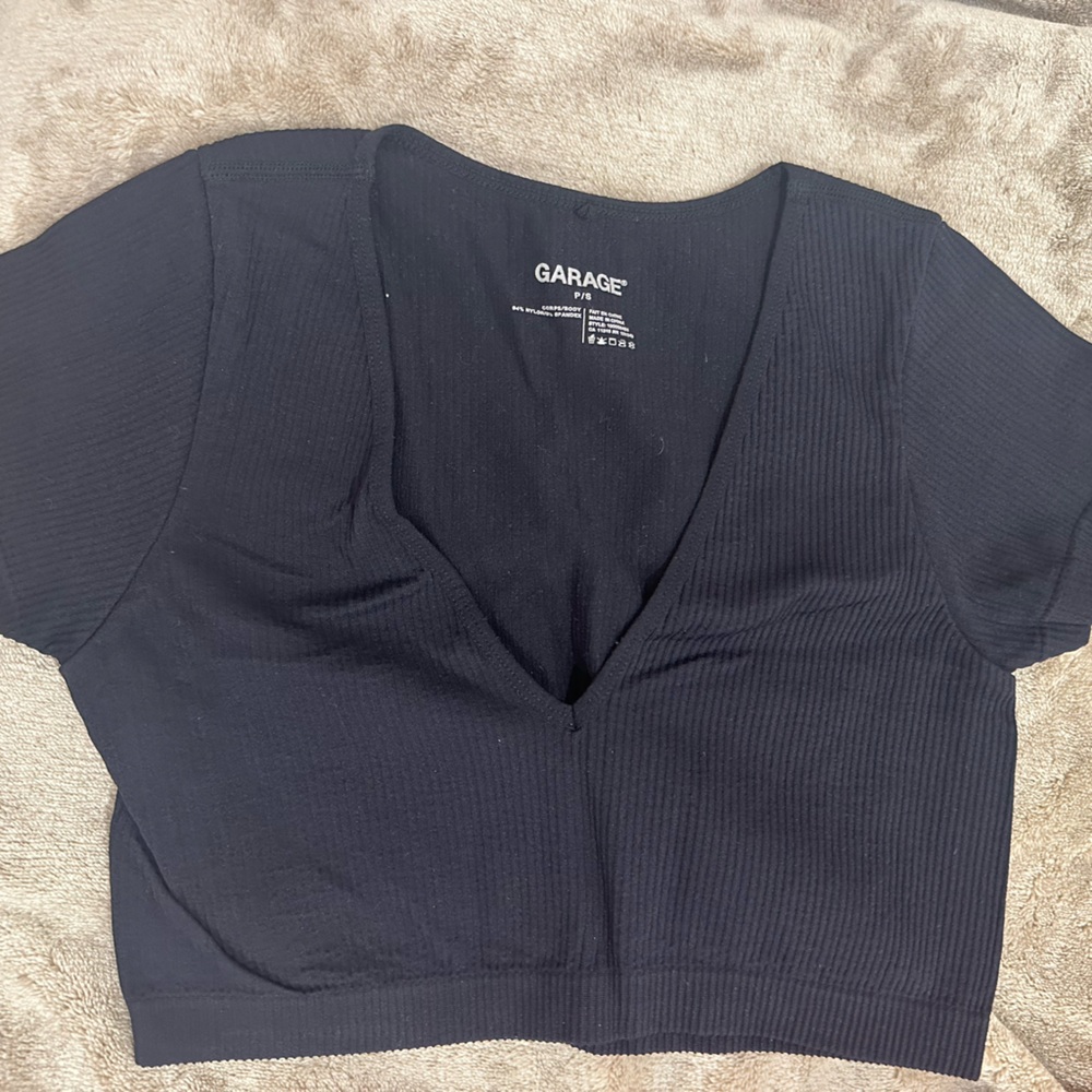 Garage Black Cropped Tee